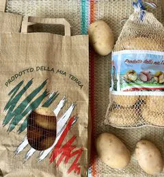 Sacco in carta con finestrella e maniglie per patate, castagne, noci
